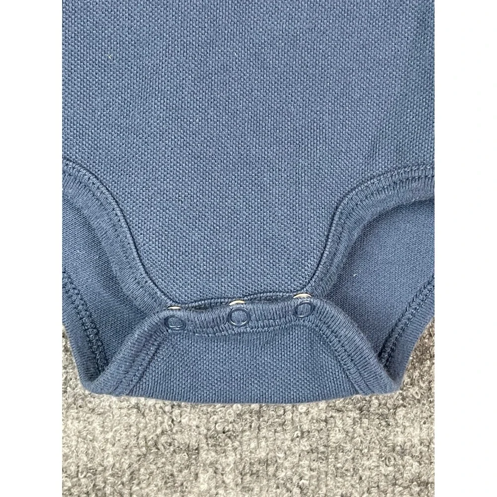 Ralph Lauren Polo Bodysuit Baby 3M Blue Short Sleeve Pique Pony
